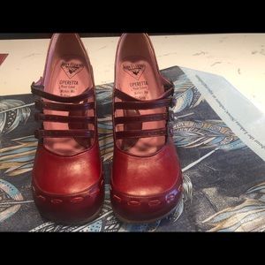 John Fluevog Operetta Illeana Red Strap Pumps 12.0